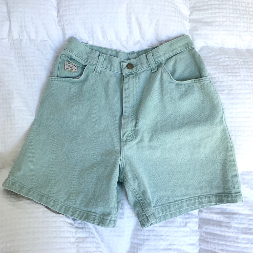 Wrangler Vintage Mint Green Denim Shorts